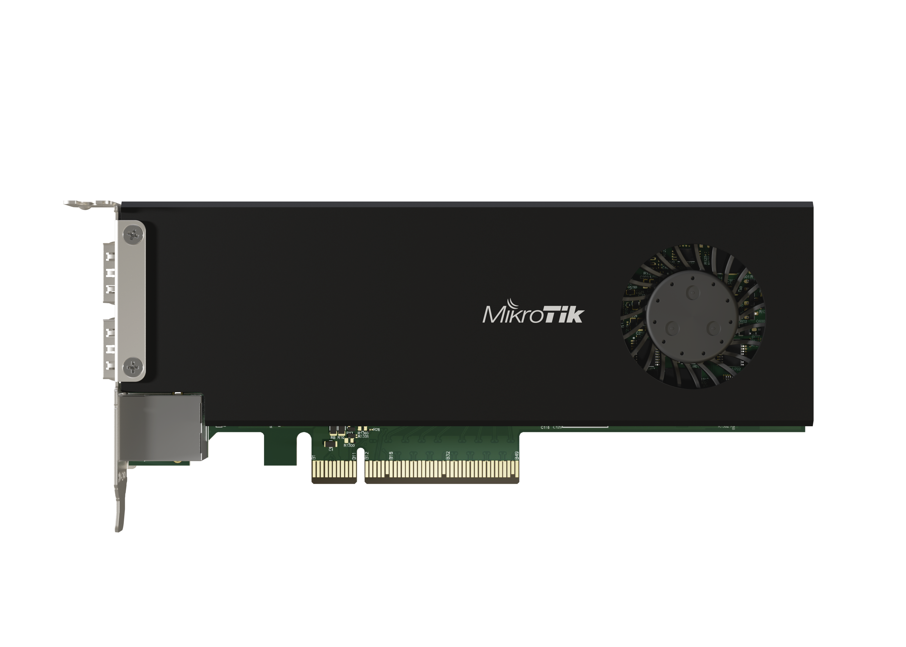 CCR2004: High-Speed PCIe Ethernet Adapter & Router 2x 25 Gigabit PCIe Ethernet adapter Fully-fledged router with RouterOS 4 virtual Ethernet interfaces Passthrough mode for wire-speed performance Powerful quad-core CPU, 4 GB RAM, 128 MB NAND storage Space-saving design for server rooms and data centers A revolutionary device combining high-speed networking and robust routing capabilities in a single PCIe card. CCR2004: High-Speed PCIe Ethernet Adapter & Router 2x 25 Gigabit PCIe Ethernet adapter Fully-fledged router with RouterOS 4 virtual Ethernet interfaces Passthrough mode for wire-speed performance Powerful quad-core CPU, 4 GB RAM, 128 MB NAND storage Space-saving design for server rooms and data centers A revolutionary device combining high-speed networking and robust routing capabilities in a single PCIe card.