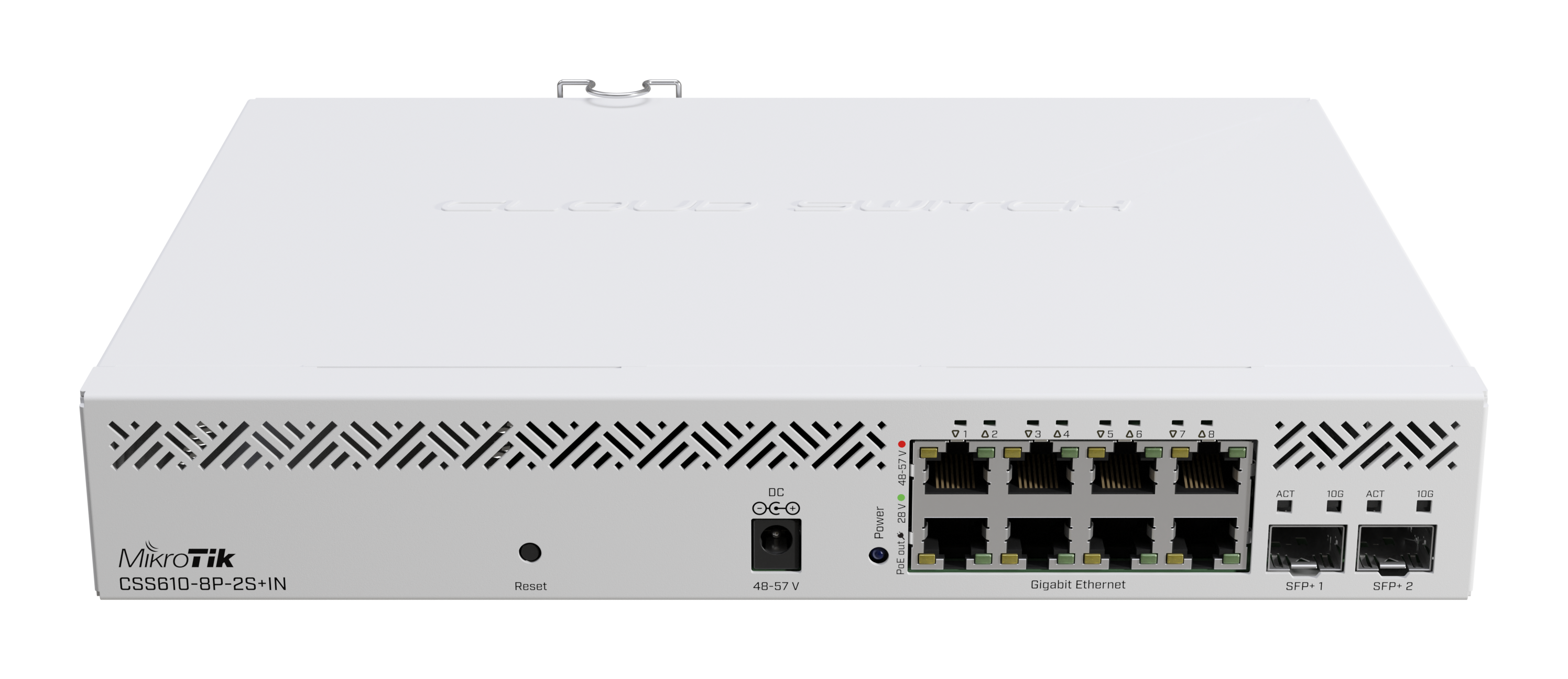 High-speed connectivity made easy with CSS610-8G-2S+IN switch. 8x 1G Ethernet ports, 2x 10G SFP+ ports, portable, powerful and cost-effective High-speed connectivity made easy with CSS610-8G-2S+IN switch. 8x 1G Ethernet ports, 2x 10G SFP+ ports, portable, powerful and cost-effective