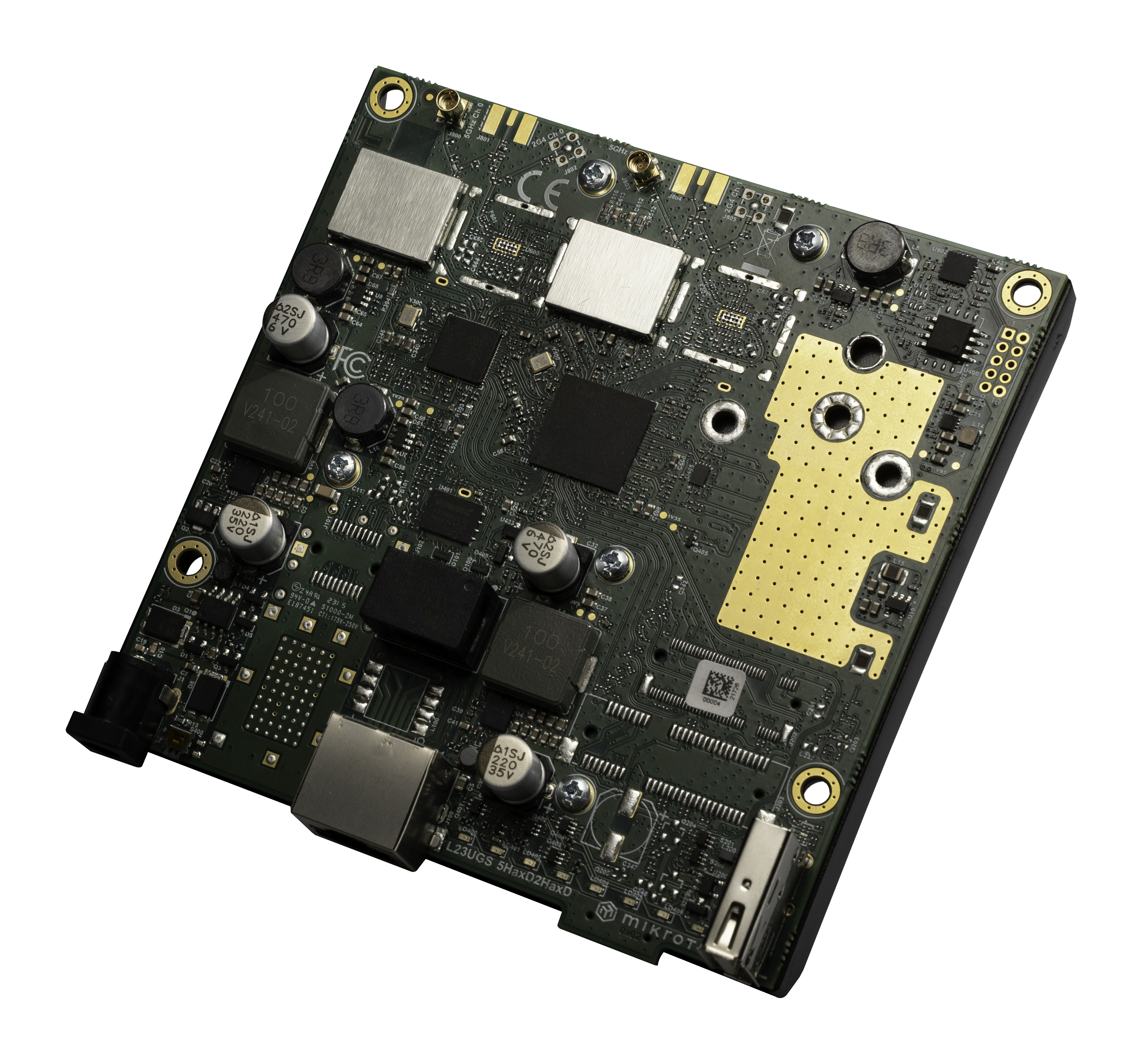 L11UG-5HaxD: Build custom outdoor 5 GHz CPE or AP with Wi-Fi 6, dual-core ARM CPU, PoE-in, Gigabit Ethernet, and RouterOS v7 for high-speed wireless connectivity and advanced network management. L11UG-5HaxD: Build custom outdoor 5 GHz CPE or AP with Wi-Fi 6, dual-core ARM CPU, PoE-in, Gigabit Ethernet, and RouterOS v7 for high-speed wireless connectivity and advanced network management.