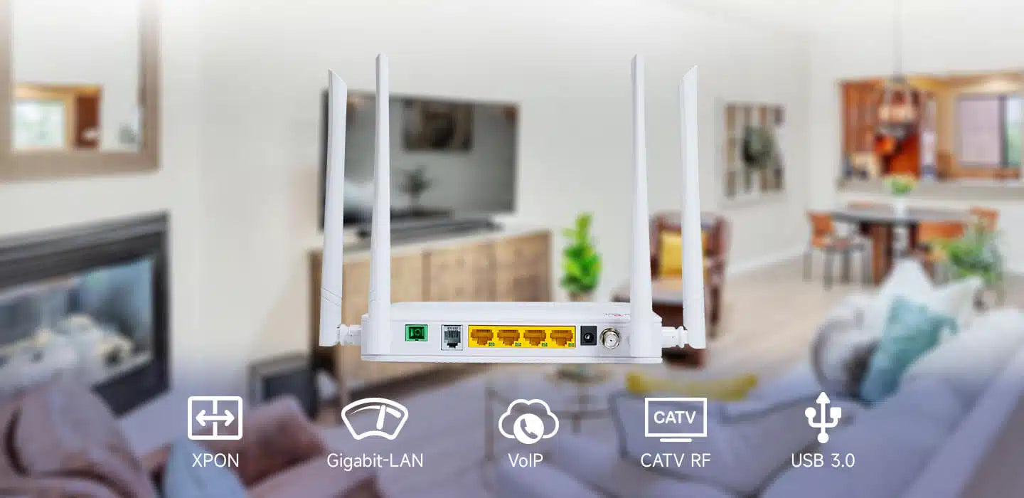 4GE+1POTS+WiFi 5+USB 3.0+CATV HGU Model: HG325ACT Spec: 1*XPON+4*GE+1*POTS+USB 3.0+WiFi 5+CATV Weight: 420g 4GE+1POTS+WiFi 5+USB 3.0+CATV HGU Model: HG325ACT Spec: 1*XPON+4*GE+1*POTS+USB 3.0+WiFi 5+CATV Weight: 420g