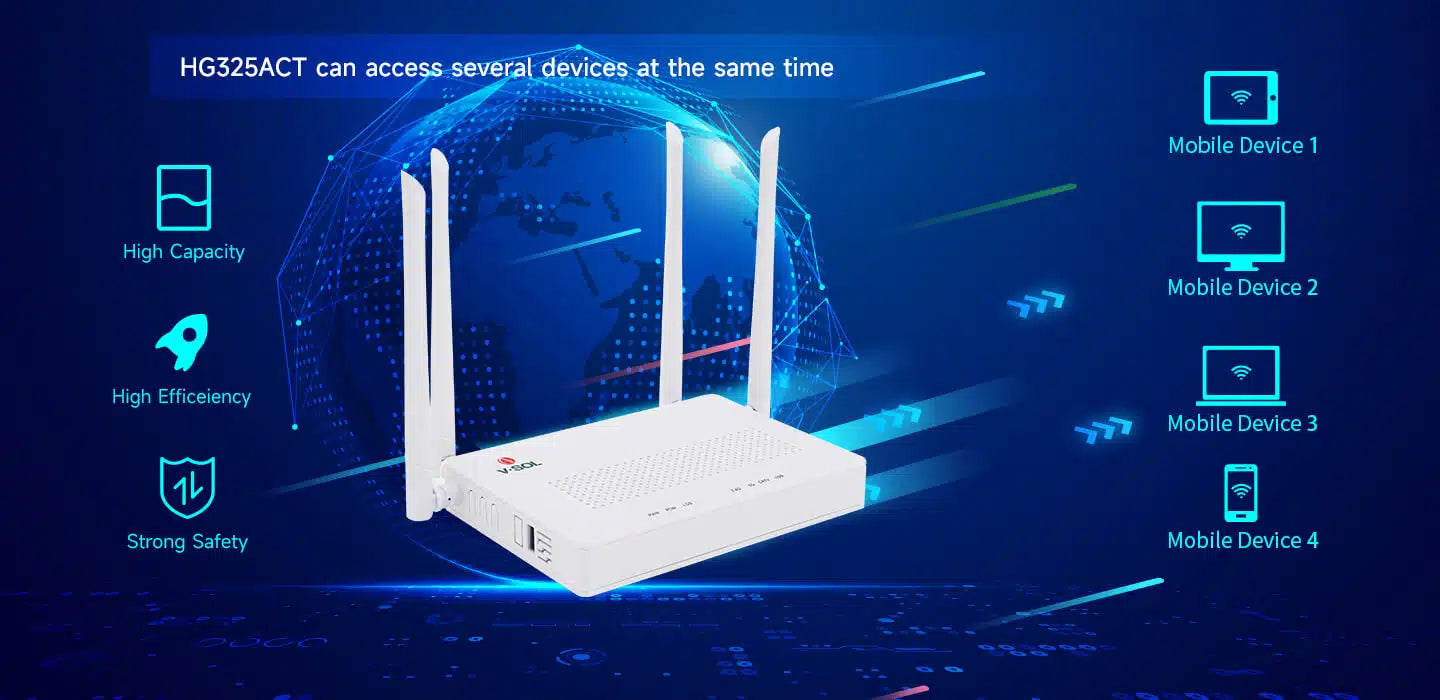 4GE+1POTS+WiFi 5+USB 3.0+CATV HGU Model: HG325ACT Spec: 1*XPON+4*GE+1*POTS+USB 3.0+WiFi 5+CATV Weight: 420g 4GE+1POTS+WiFi 5+USB 3.0+CATV HGU Model: HG325ACT Spec: 1*XPON+4*GE+1*POTS+USB 3.0+WiFi 5+CATV Weight: 420g