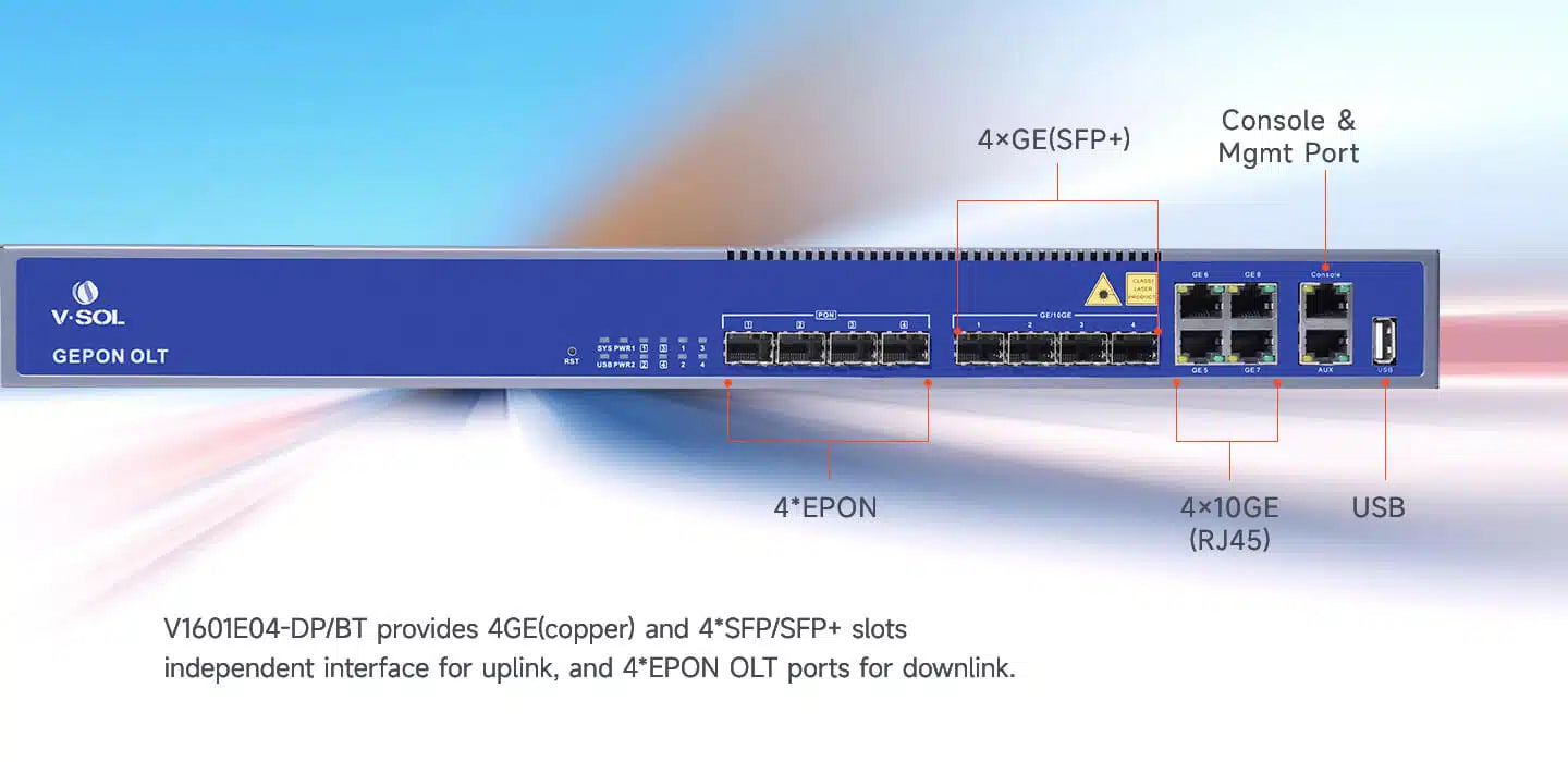 4 Port EPON OLT (V1601E04-DP/BT) 4 Port EPON OLT (V1601E04-DP/BT)
