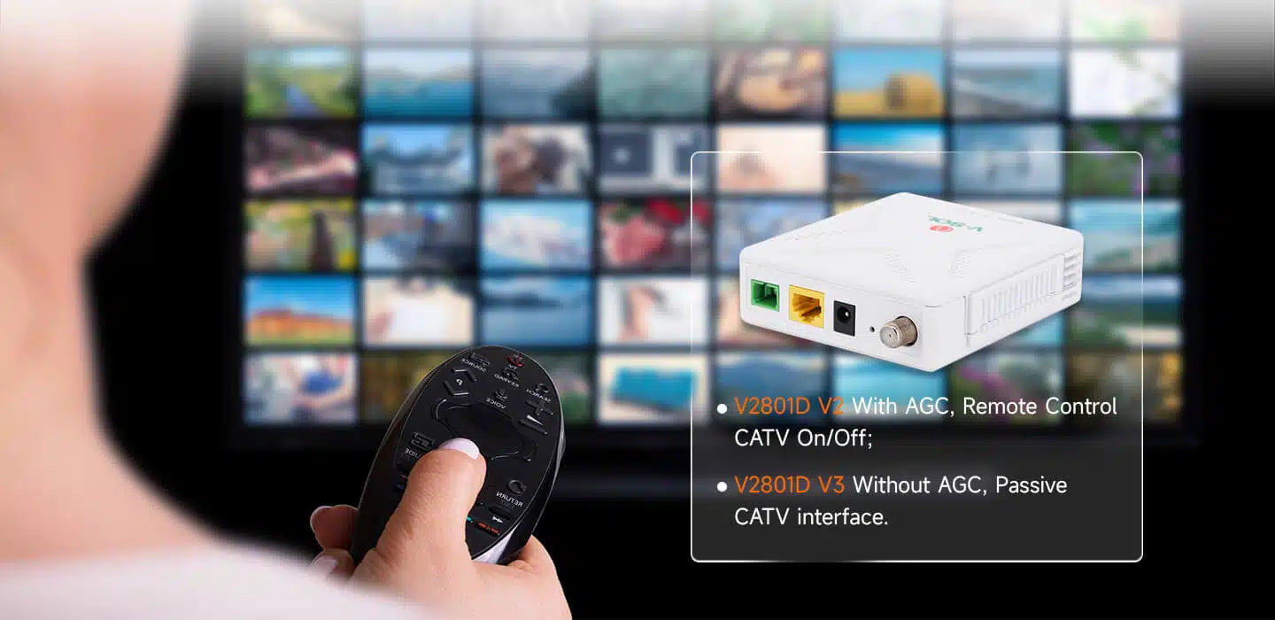 1GE+CATV ONU Model: V2801D-1GT1 Spec: 1*GE+CATV 1GE+CATV ONU Model: V2801D-1GT1 Spec: 1*GE+CATV
