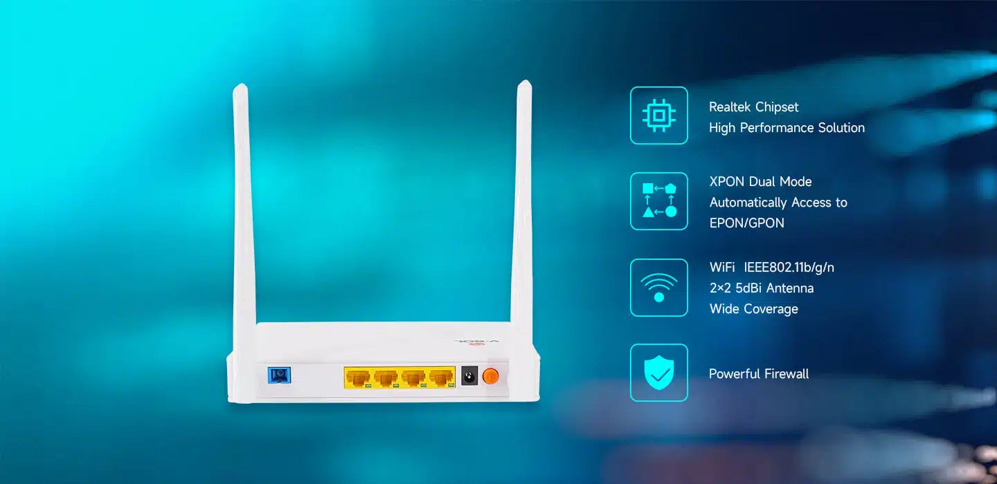 1GE+3FE+WiFi+USB ONU Model: V2804N Spec: 1*GE+3FE+WiFi 4 1GE+3FE+WiFi+USB ONU Model: V2804N Spec: 1*GE+3FE+WiFi 4