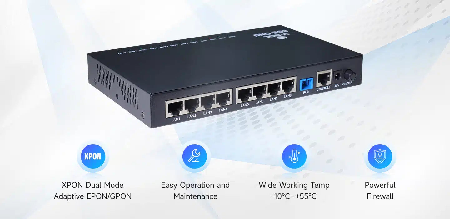 1XPON+8GE MDU ONU Model: V2808-8GL Spec: 1*XPON+8GE 1XPON+8GE MDU ONU Model: V2808-8GL Spec: 1*XPON+8GE