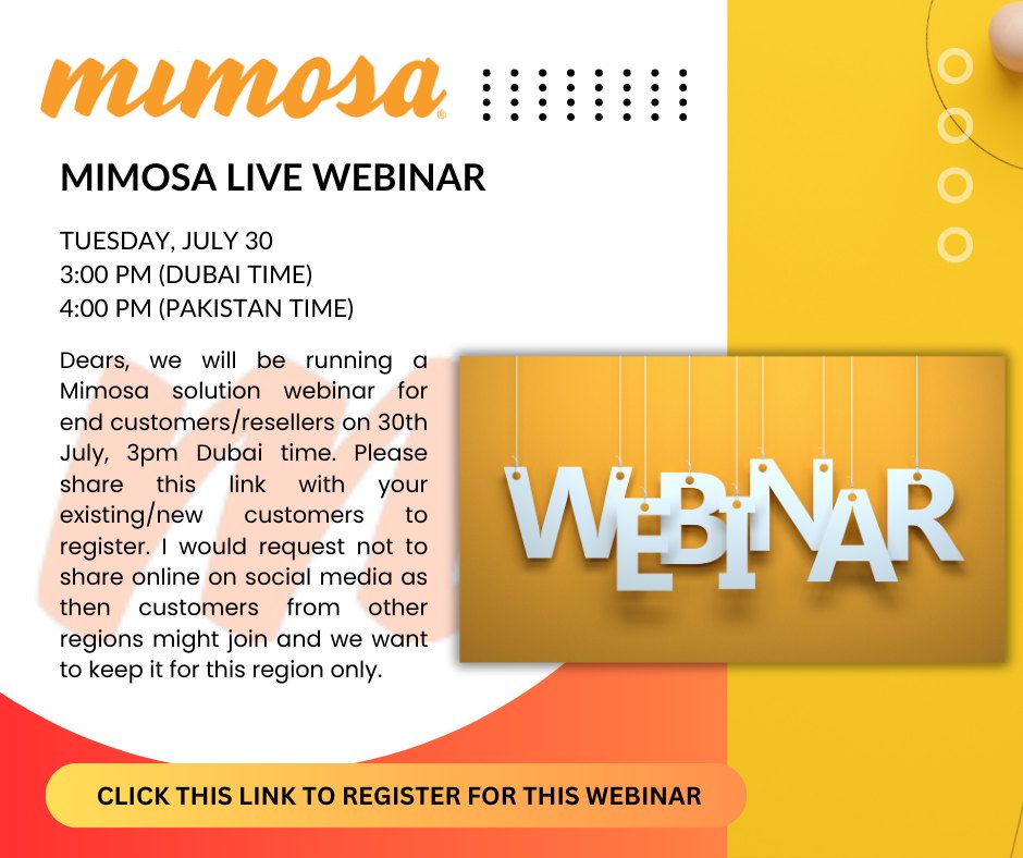 Exclusive Webinar Invitation: Mimosa Solution for End Customers and Resellers