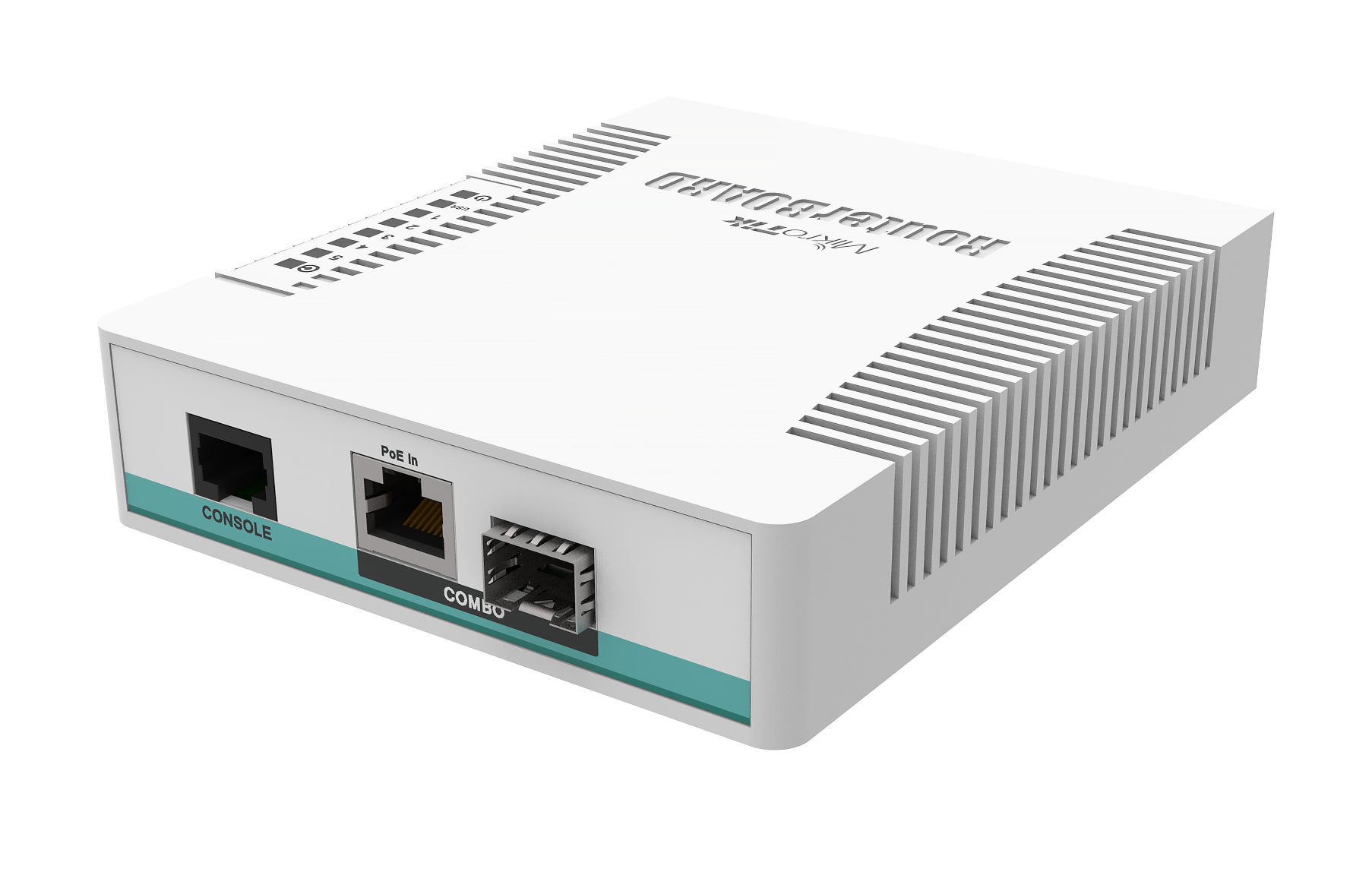 CRS106-1C-5S Smart Switch, 5x SFP cages, 1x Combo port (SFP or Gigabit Ethernet), 400MHz CPU, 128MB RAM, desktop case, RouterOS L5