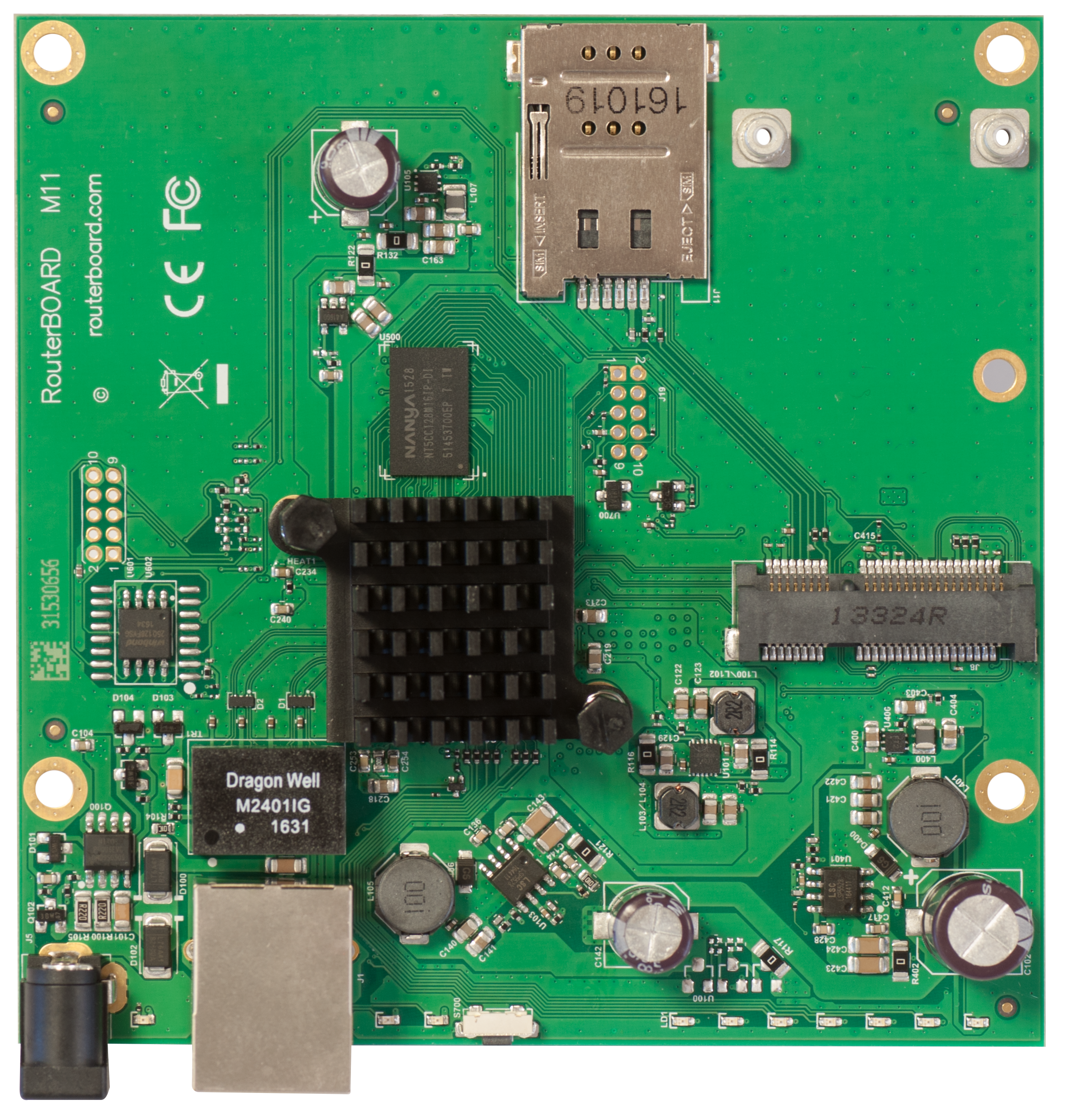 RBM11G: A fully featured RouterBOARD device for custom solutions, offering a dual core CPU, miniPCIe slot, and PoE support, perfect for building or upgrading wireless and mobile networks