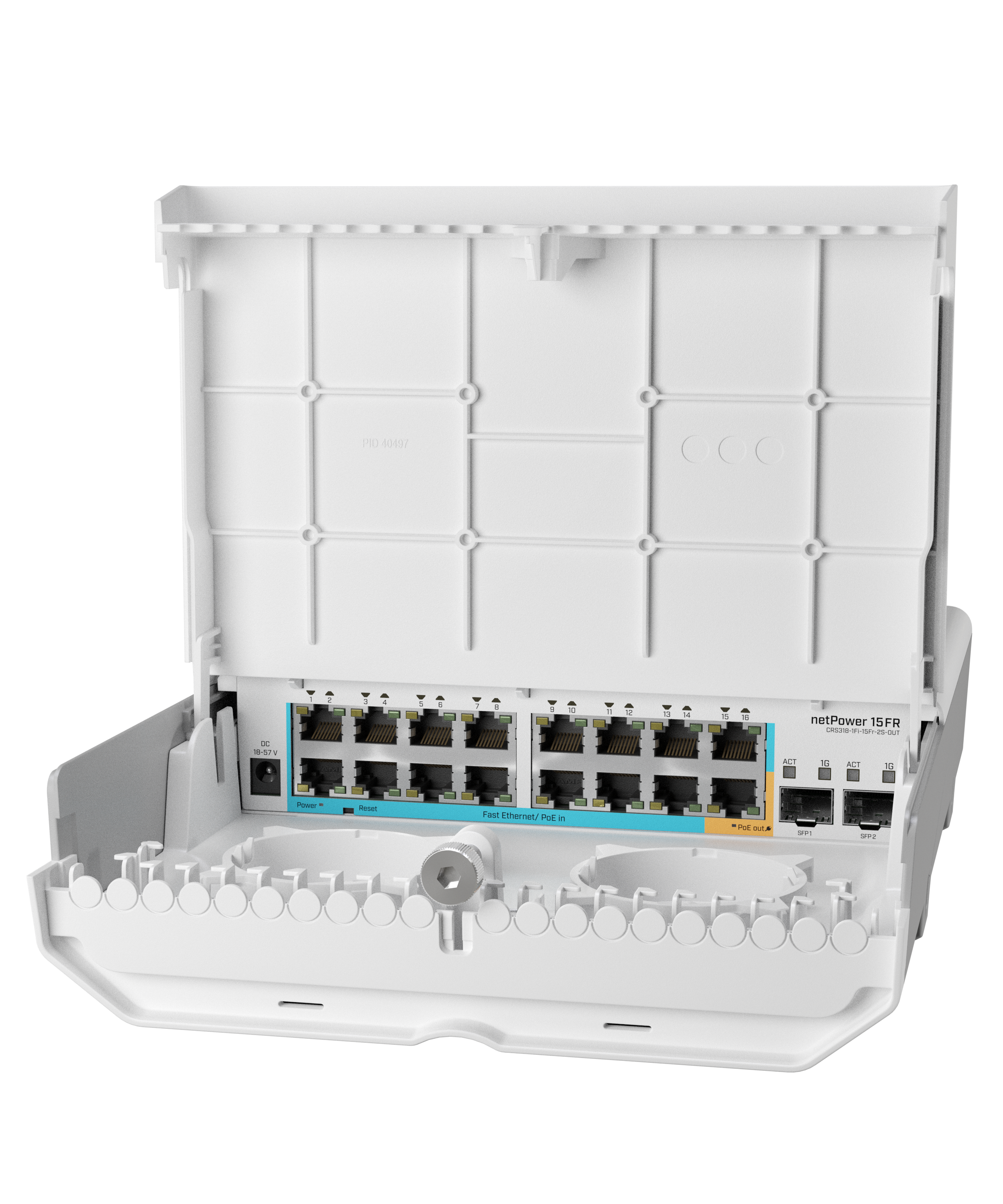 netPower 15FR An outdoor 18 port switch with 15 reverse PoE ports and SFP. Cut costs, not speed – choose GPEN over GPON!