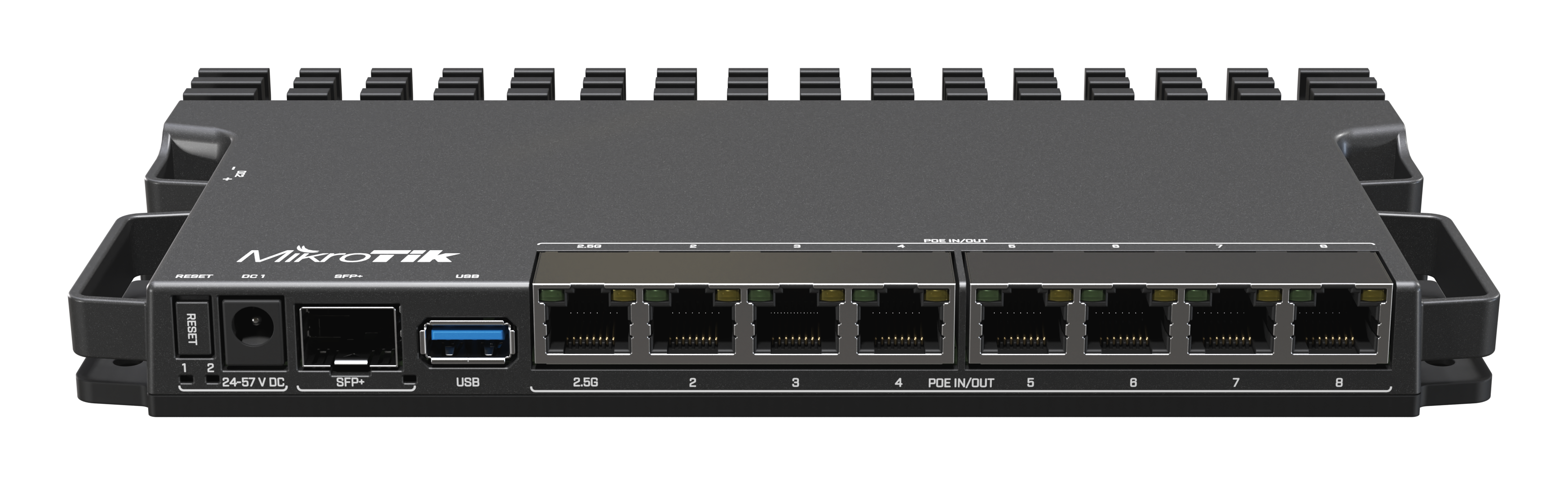 RB5009UPr+S+IN A new version of our popular heavy-duty RB5009 router with PoE-in and PoE-out on all ports. Perfect for small and medium ISPs. 2.5 Gigabit Ethernet & 10 Gigabit SFP+, numerous powering options.