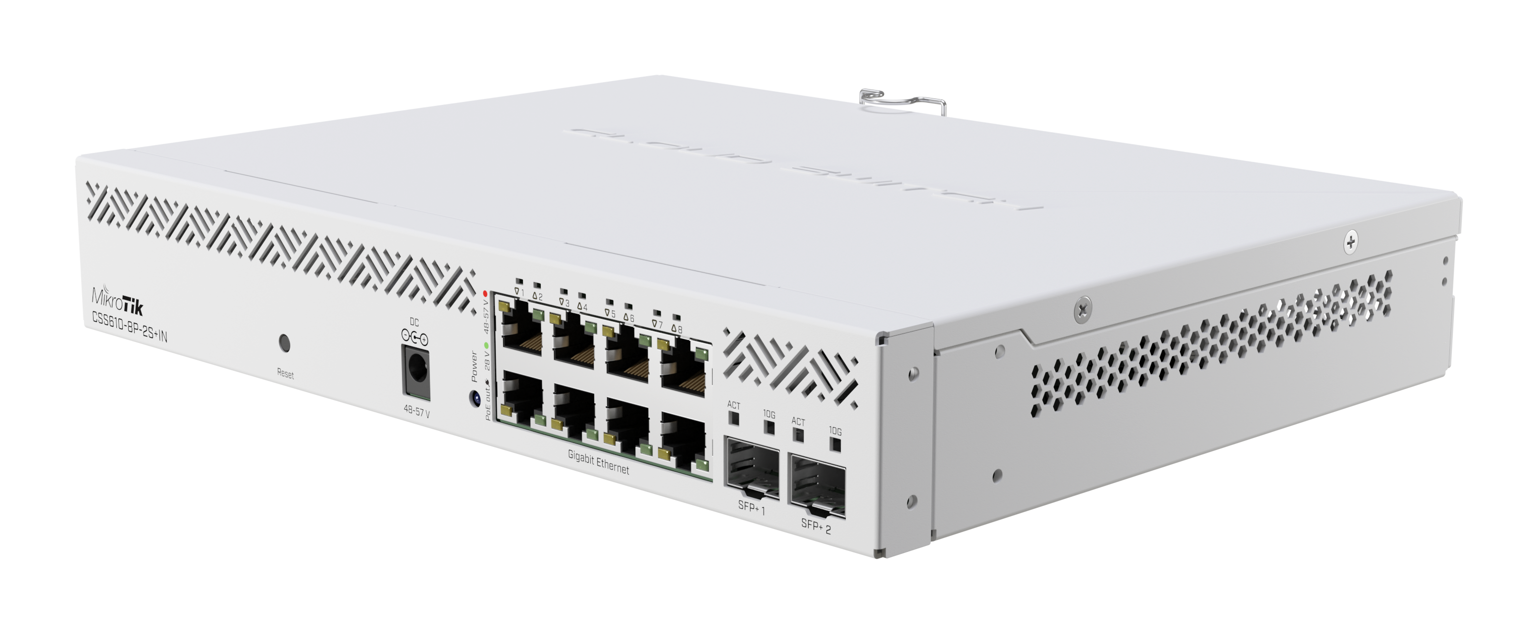 High-speed connectivity made easy with CSS610-8G-2S+IN switch. 8x 1G Ethernet ports, 2x 10G SFP+ ports, portable, powerful and cost-effective