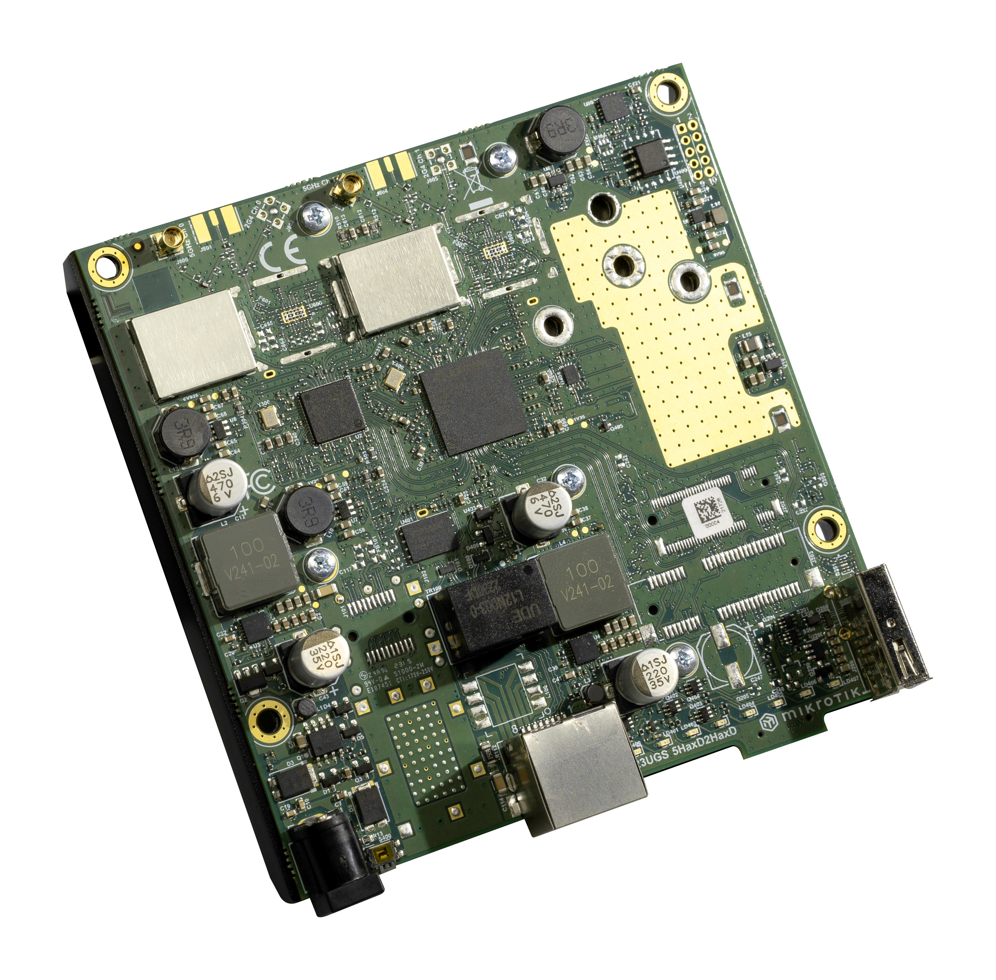 L11UG-5HaxD: Build custom outdoor 5 GHz CPE or AP with Wi-Fi 6, dual-core ARM CPU, PoE-in, Gigabit Ethernet, and RouterOS v7 for high-speed wireless connectivity and advanced network management.