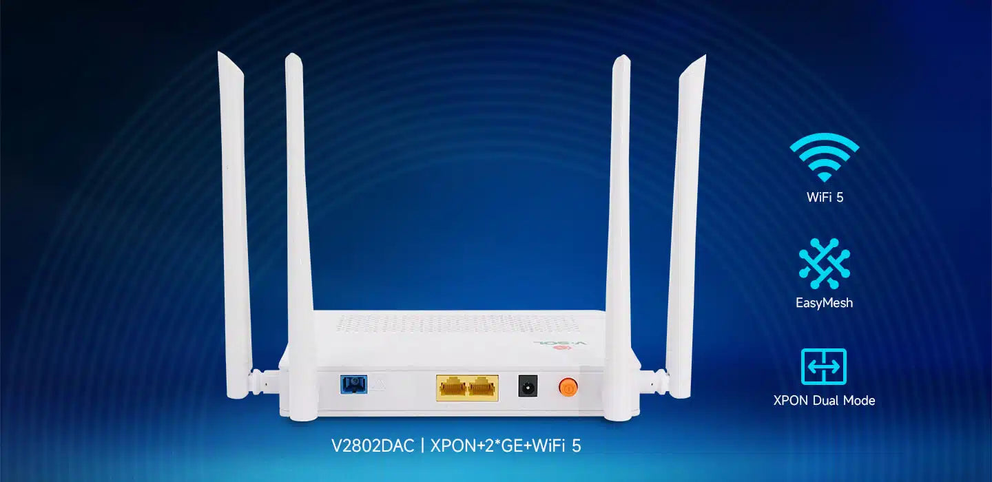 2GE+WiFi 5 ONU Model: V2802DAC Spec: 2*GE+WiFi 5