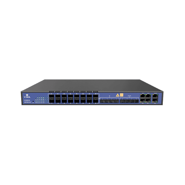 16 Port EPON OLT Model: V1600D16 Spec: 16*EPON,4GE(RJ45)+4*GE(SFP)+4*10GE(SFP+)Dual power modules available in DC/AC ，support hot-swap Weight: 6.5kg