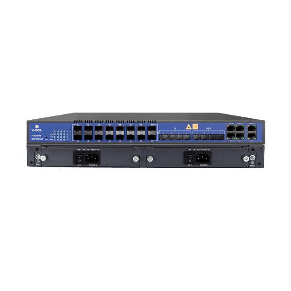 16 Port EPON OLT Model: V1600D16 Spec: 16*EPON,4GE(RJ45)+4*GE(SFP)+4*10GE(SFP+)Dual power modules available in DC/AC ，support hot-swap Weight: 6.5kg