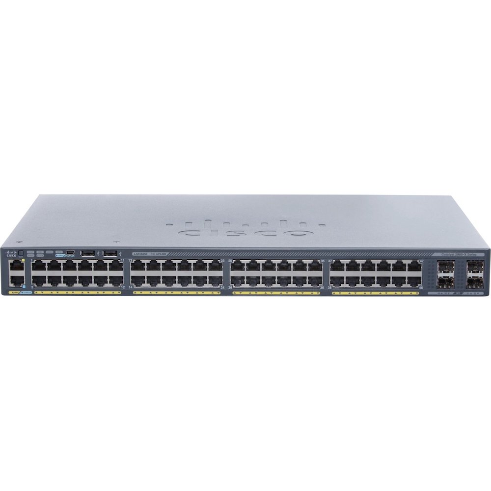 Cisco WS-C2960X-48TS-L 2960 Series switch with (48) 10/100/1000 Ethernet ports and (2) fixed 10/100/1000 Ethernet uplink ports & 4 SFP Ports